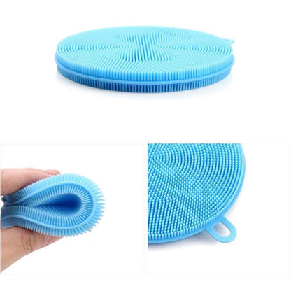 Wukusy silicone dish scrubber sponge, mildew-free, heat-resistant, non-stick, ideal for cleaning dishes and kitchen surfaces