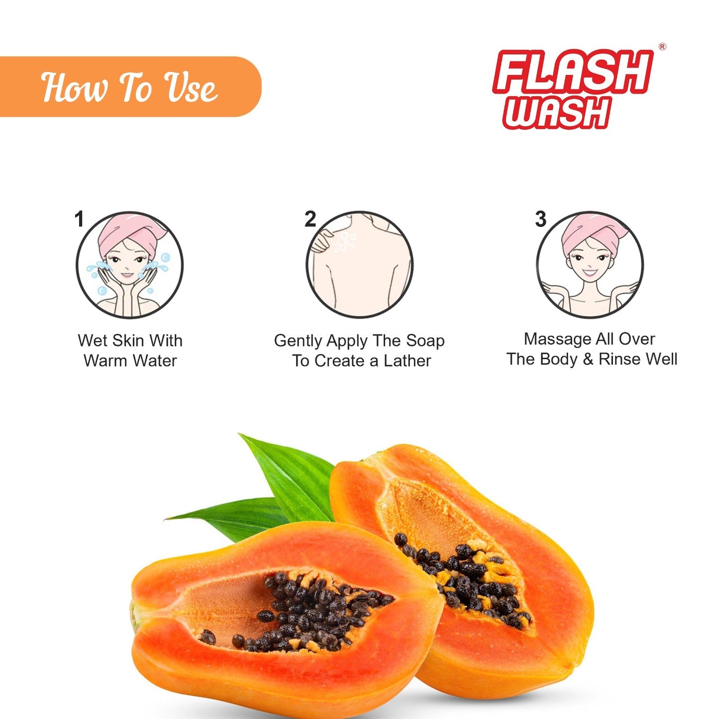 flash wash papaya petal soap (pack of 1)