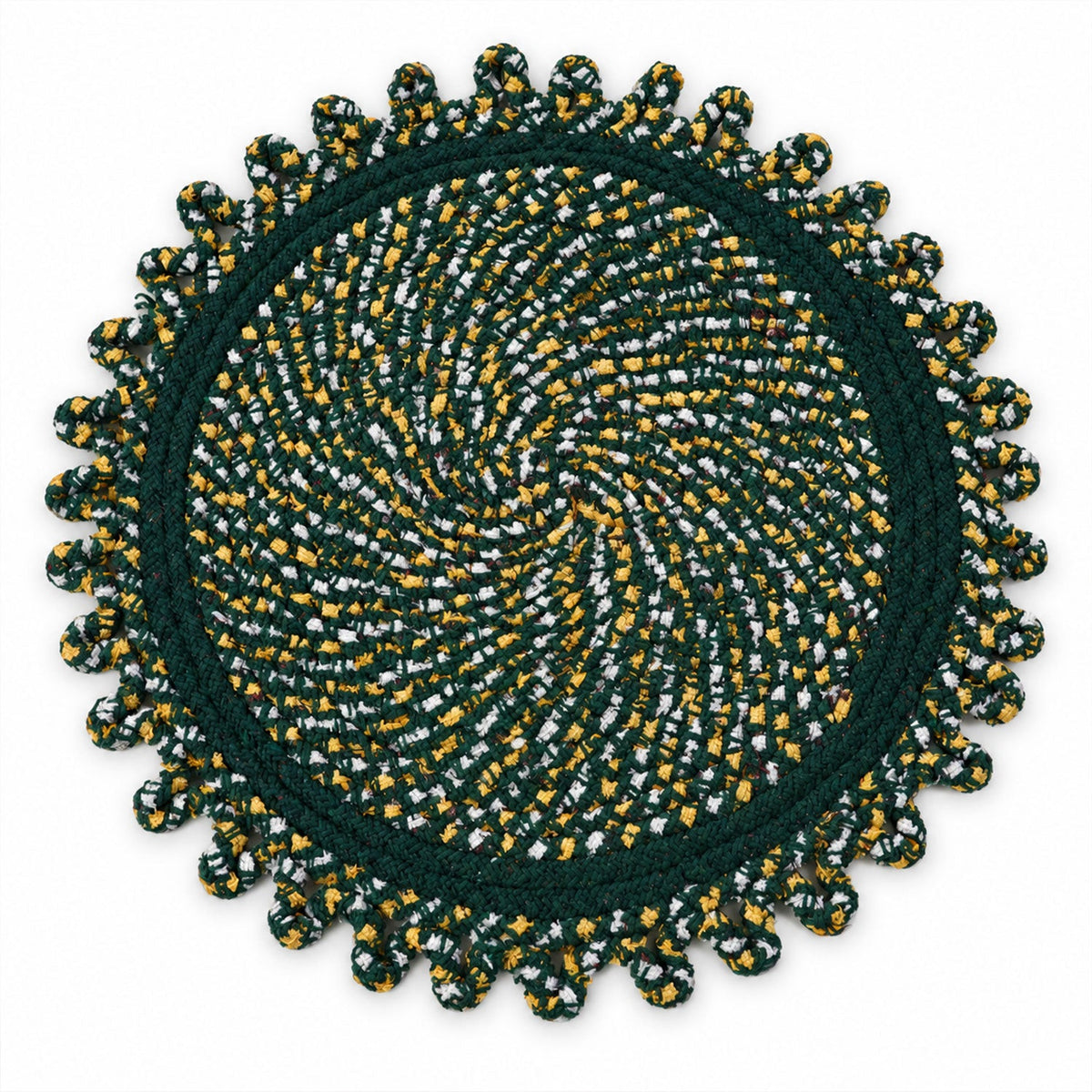 Round Decorative Braided Floor Mat With Looped Edge For Homes (1 Pc 48x48 Cm)