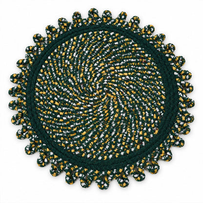 Round Decorative Braided Floor Mat With Looped Edge For Homes (1 Pc 48x48 Cm)