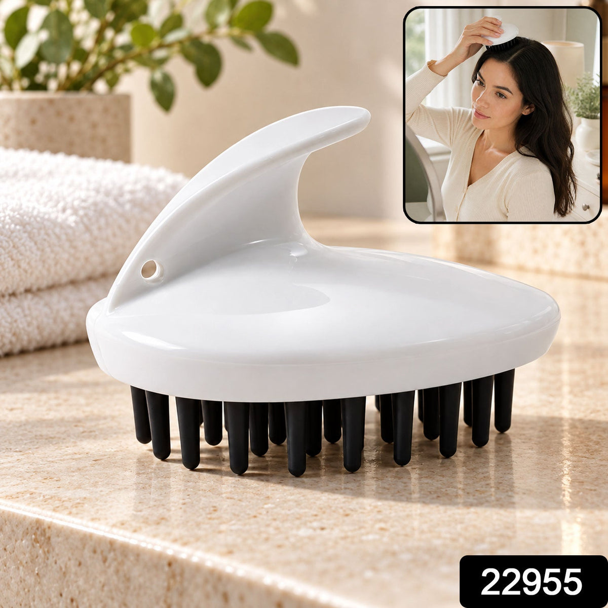 Hair Scalp Massager Brush With Soft Silicone Bristles For Shampoo Wash (1 Pc)