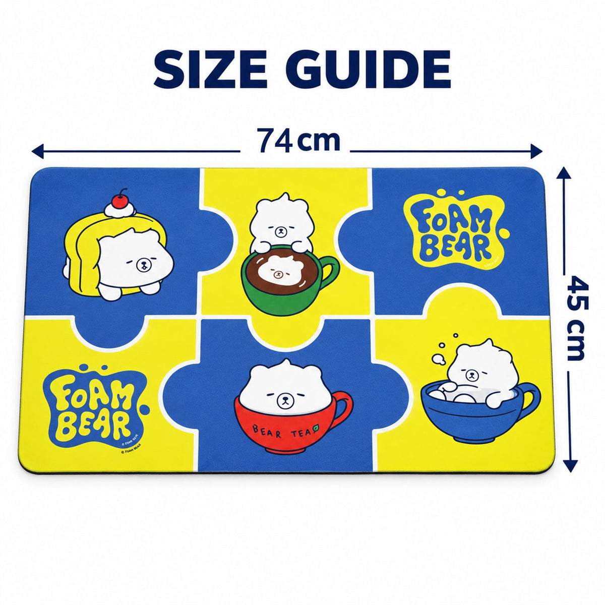 Wukusy absorbent bathroom mat with cute cartoon bear print, quick-drying design, 45x74 cm size, soft and plush for bathroom use.