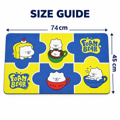 Wukusy absorbent bathroom mat with cute cartoon bear print, quick-drying design, 45x74 cm size, soft and plush for bathroom use.