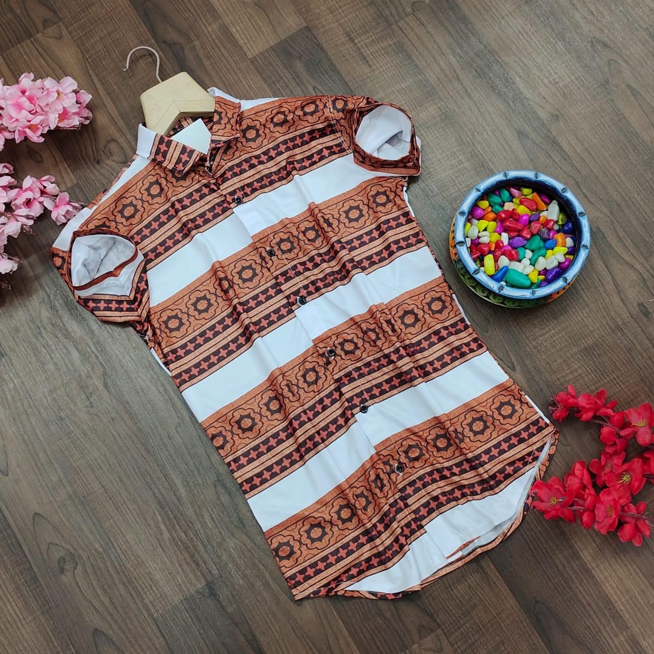Men's casual shirt by Drpshippr featuring cotton fabric, printed design, half sleeves, and a regular fit from the AD Fashion collection.