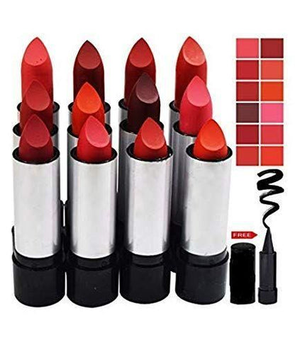 Drpshippr ADS Combo Balm Matte Lipstick 12 with Kajal, featuring a creamy matte lipstick and black kajal eyeliner.