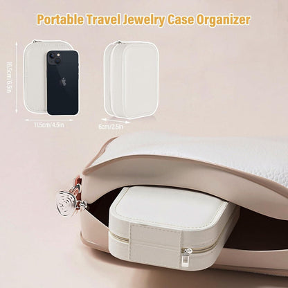 Travel Jewelry Case and Makeup Bag with LED Mirror