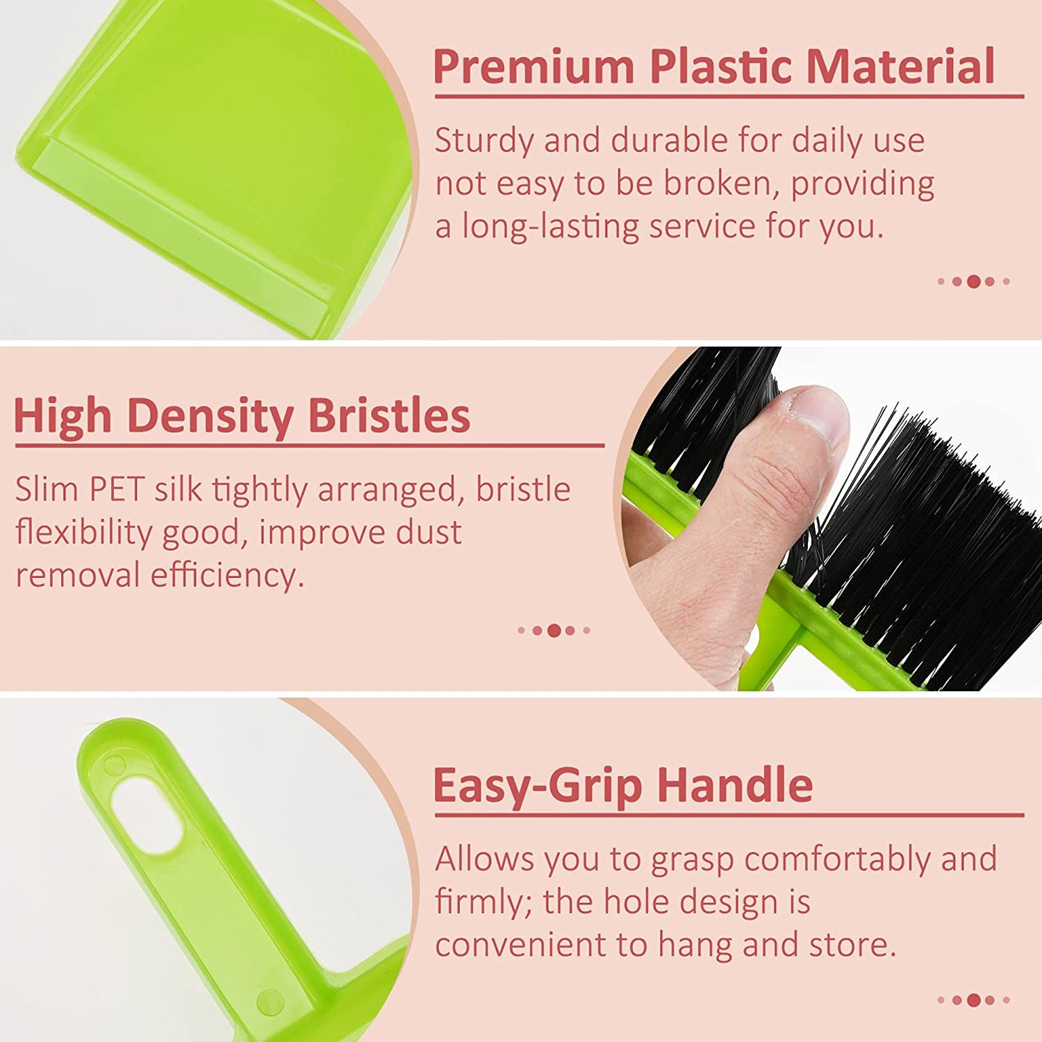 Wukusy 7618 Dustpan and brush broom set for home cleaning, large size multipurpose cleaning tool with sturdy handle and wide scoop