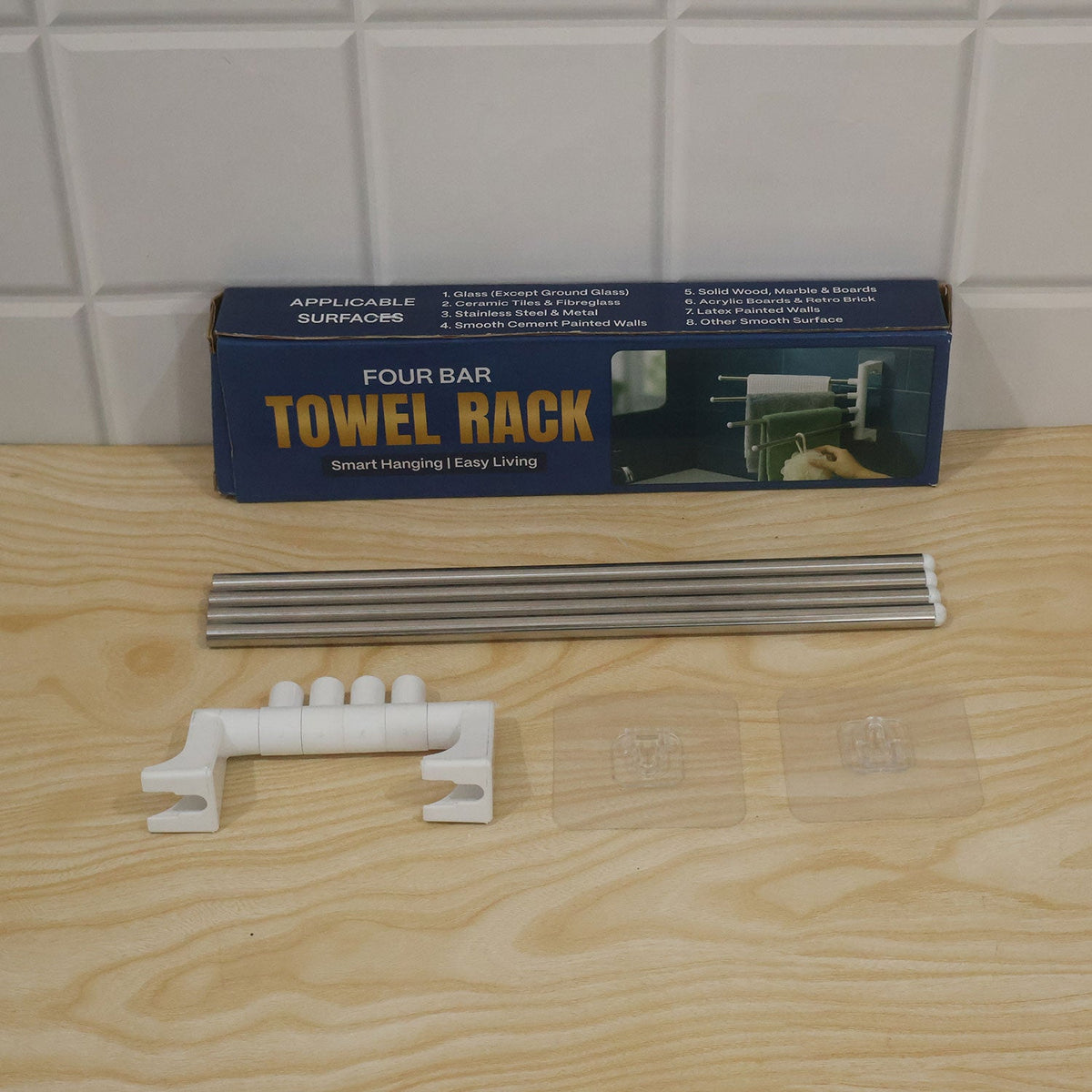 Four Bar Swivel Wall Mounted Towel Rack For Bathroom And Kitchen (1 Pc)