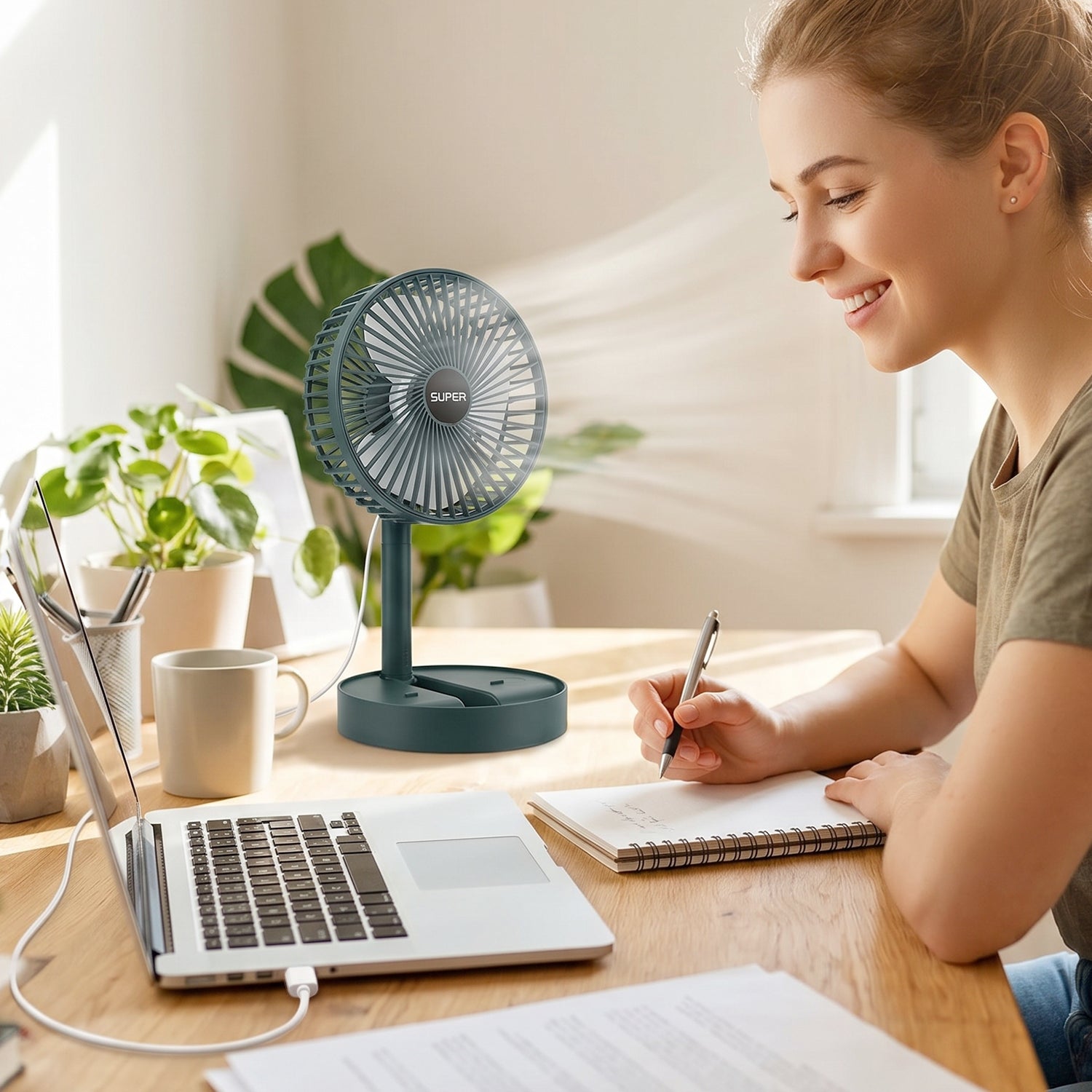 Usb Table Fan Portable Desk Cooling Fan With Adjustable Stand For Office (1 Pc)