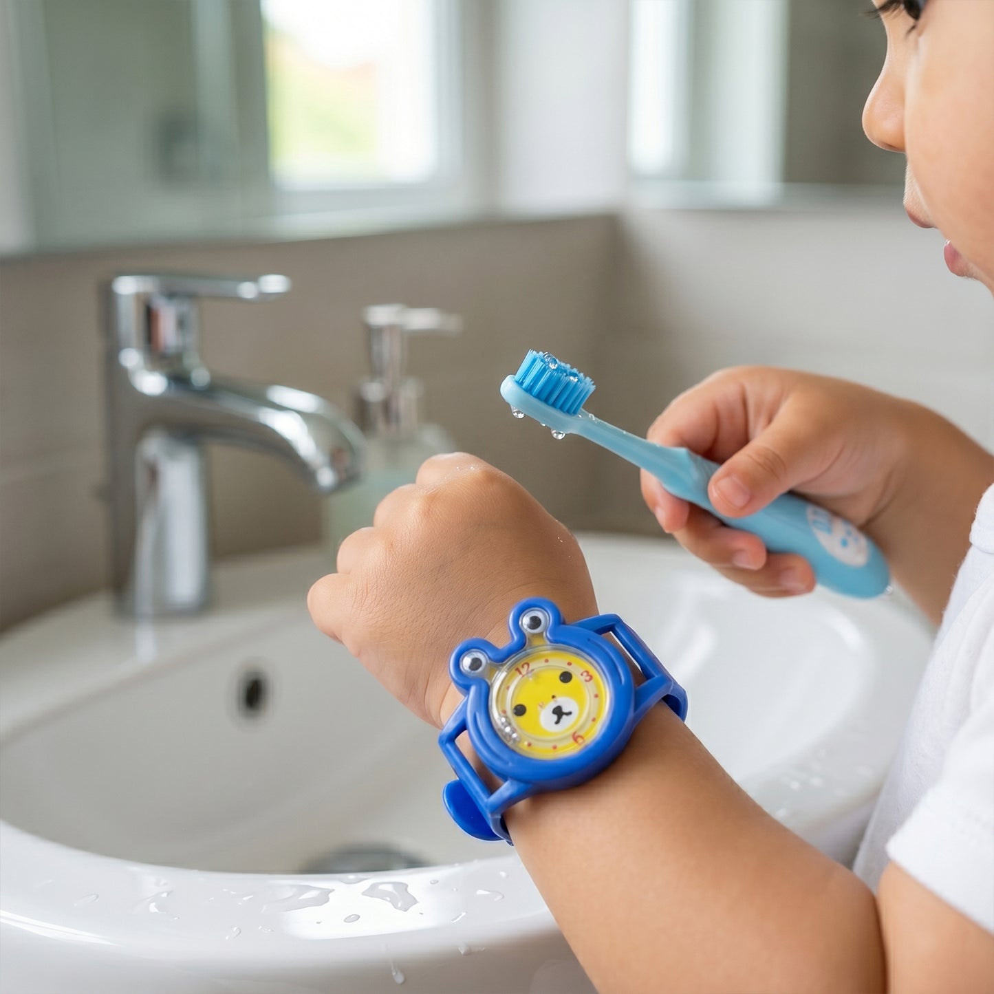 2 In 1 Kids Toothbrush With Cartoon Watch Toy (2 Pc Set)