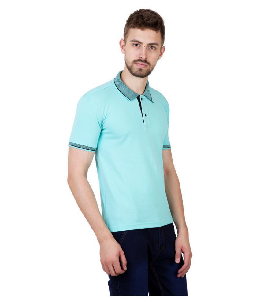 ATHLIV 100 Percent Cotton Blue Plain Polo T Shirt
