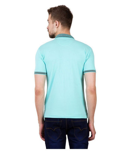 ATHLIV 100 Percent Cotton Blue Plain Polo T Shirt