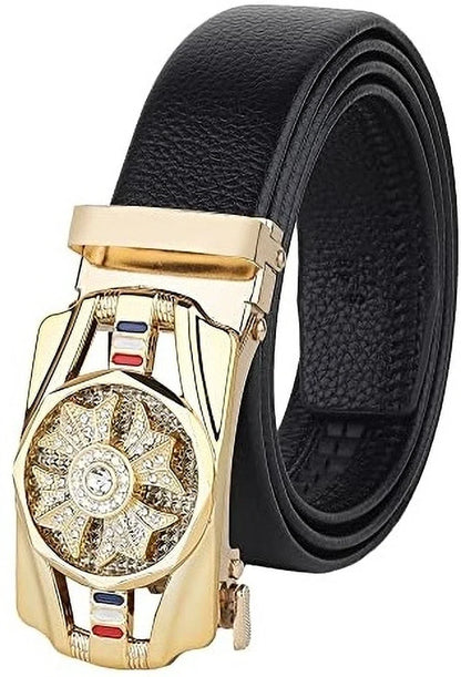 Men's black artificial leather belt from Drpshippr's casual collection, featuring a sleek, adjustable strap with metal buckle.
