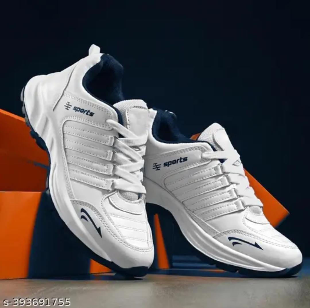 White men's sports shoes by Drpshippr, designed for sports and outdoor activities, with a sleek and comfortable athletic style.
