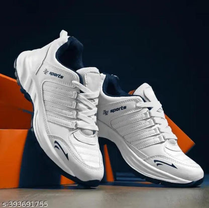 White men's sports shoes by Drpshippr, designed for sports and outdoor activities, with a sleek and comfortable athletic style.