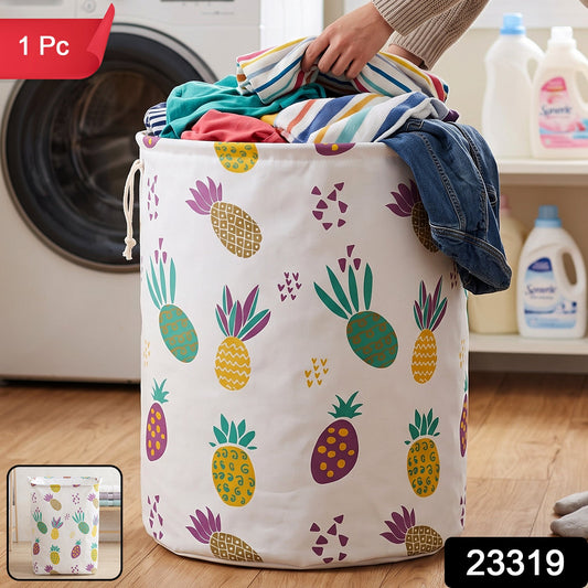 Wukusy printed fabric clothes storage bag with foldable laundry hamper design, featuring colorful patterns and a spacious interior.