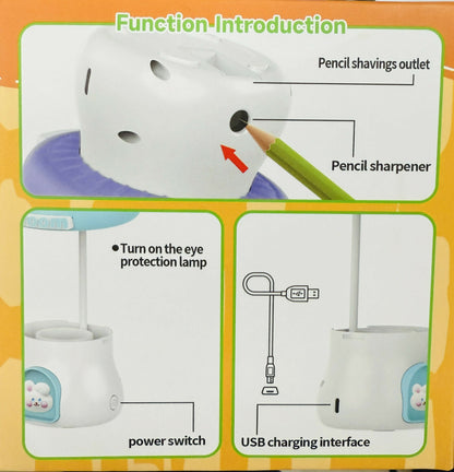 Mushroom LED Desk Lamp with Pencil Sharpener & USB Charging (Color may vary)