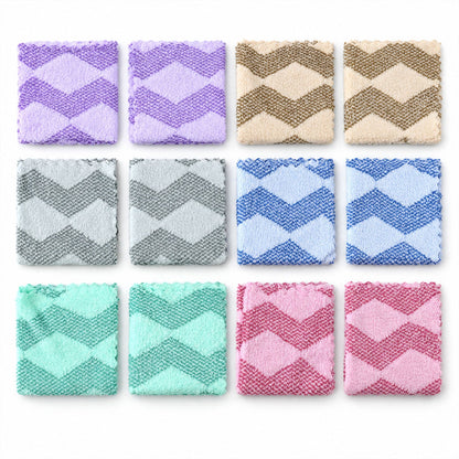 Women Soft Cotton Handkerchiefs Rumal Chevron Pattern (12 Pc Set 25x25 Cm)