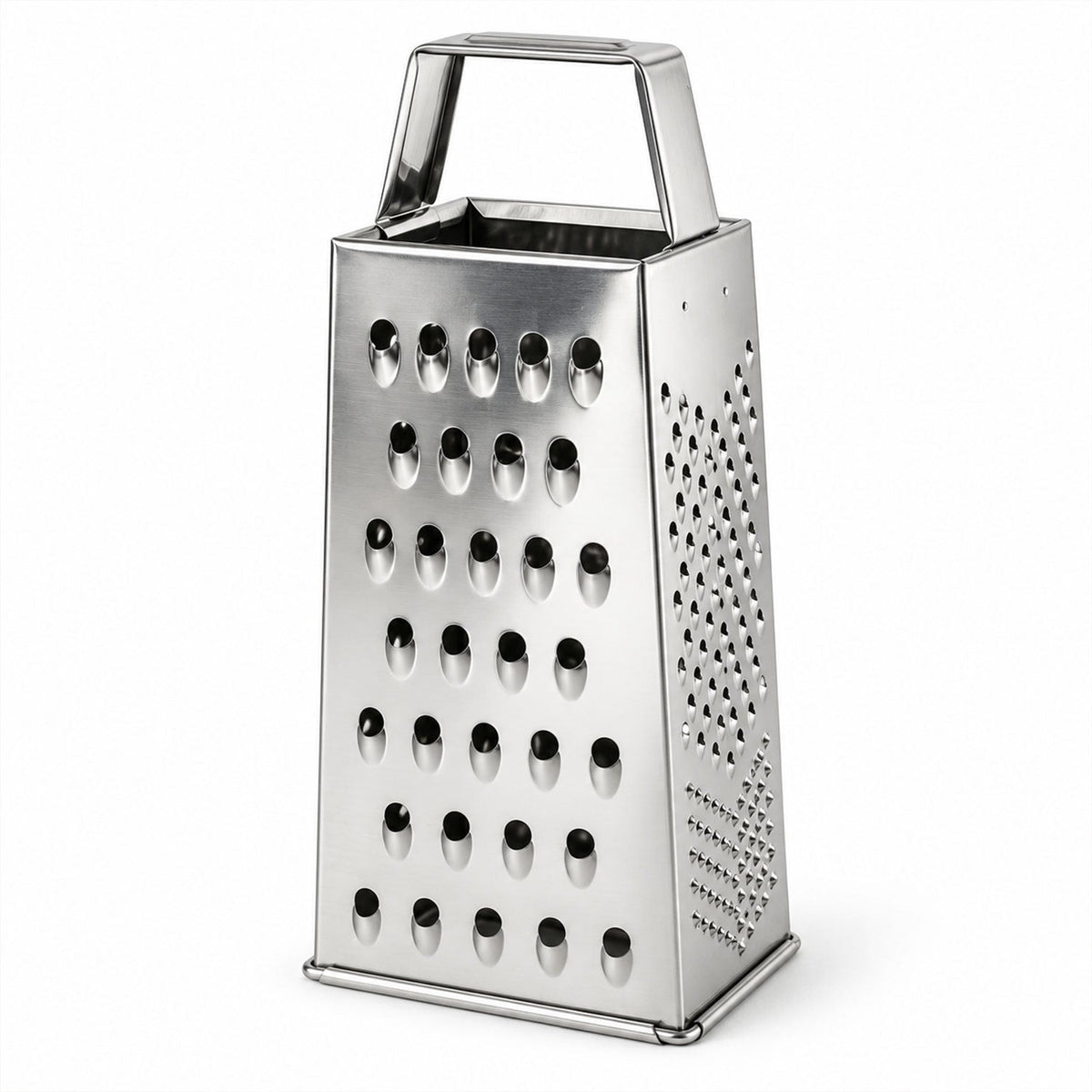 Wukusy 5-in-1 steel box grater and vegetable slicer with multiple blades for cheese shredding and food prep in kitchen
