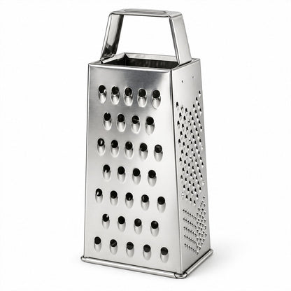 Wukusy 5-in-1 steel box grater and vegetable slicer with multiple blades for cheese shredding and food prep in kitchen