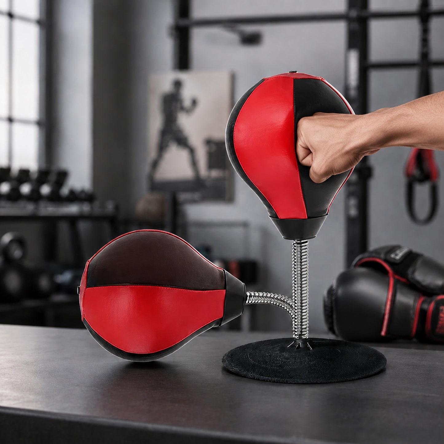 Inflatable Desktop Punching Bag With Air Pump (1 Pc)