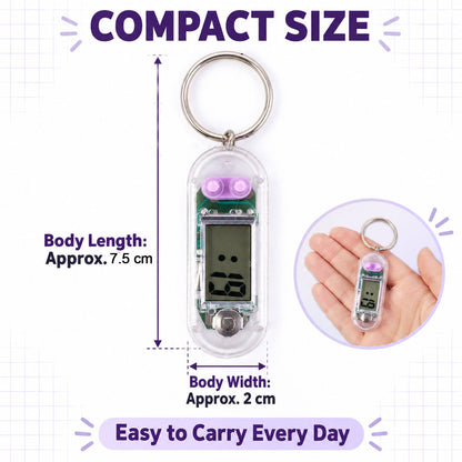 Wukusy transparent digital clock keychain with LCD display showing time, compact and portable for everyday use.