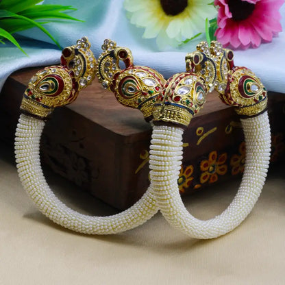 Traditional Peacock Design Pearl Bangles for Women