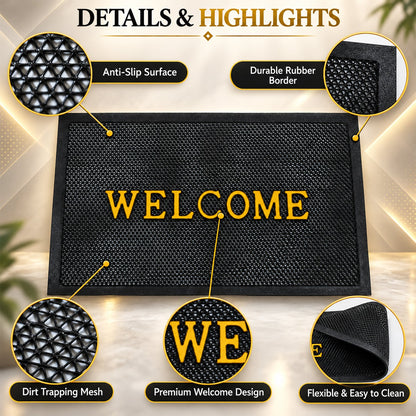 Wukusy welcome door mat with textured mesh surface, 57x37.5 cm, designed for home entrance, durable and stylish indoor outdoor use.