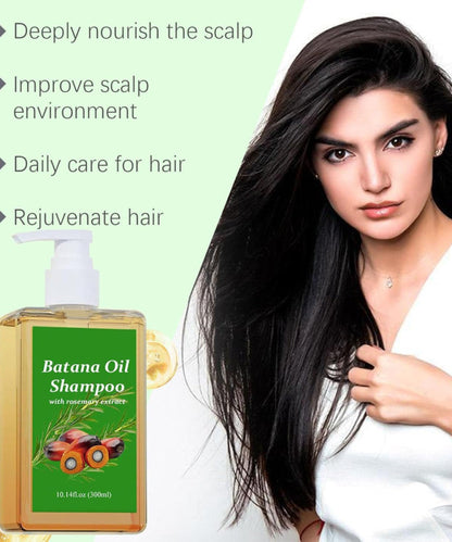 Bottle of Drpshippr Batana Hair Oil Shampoo for healthy hair, featuring natural ingredients and a sleek, eco-friendly design.