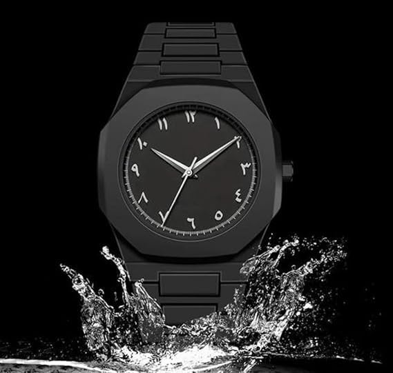 Dropdash kids' matte black analog wristwatch with Eastern Arabic dial, featuring a sleek design and easy-to-read time display.