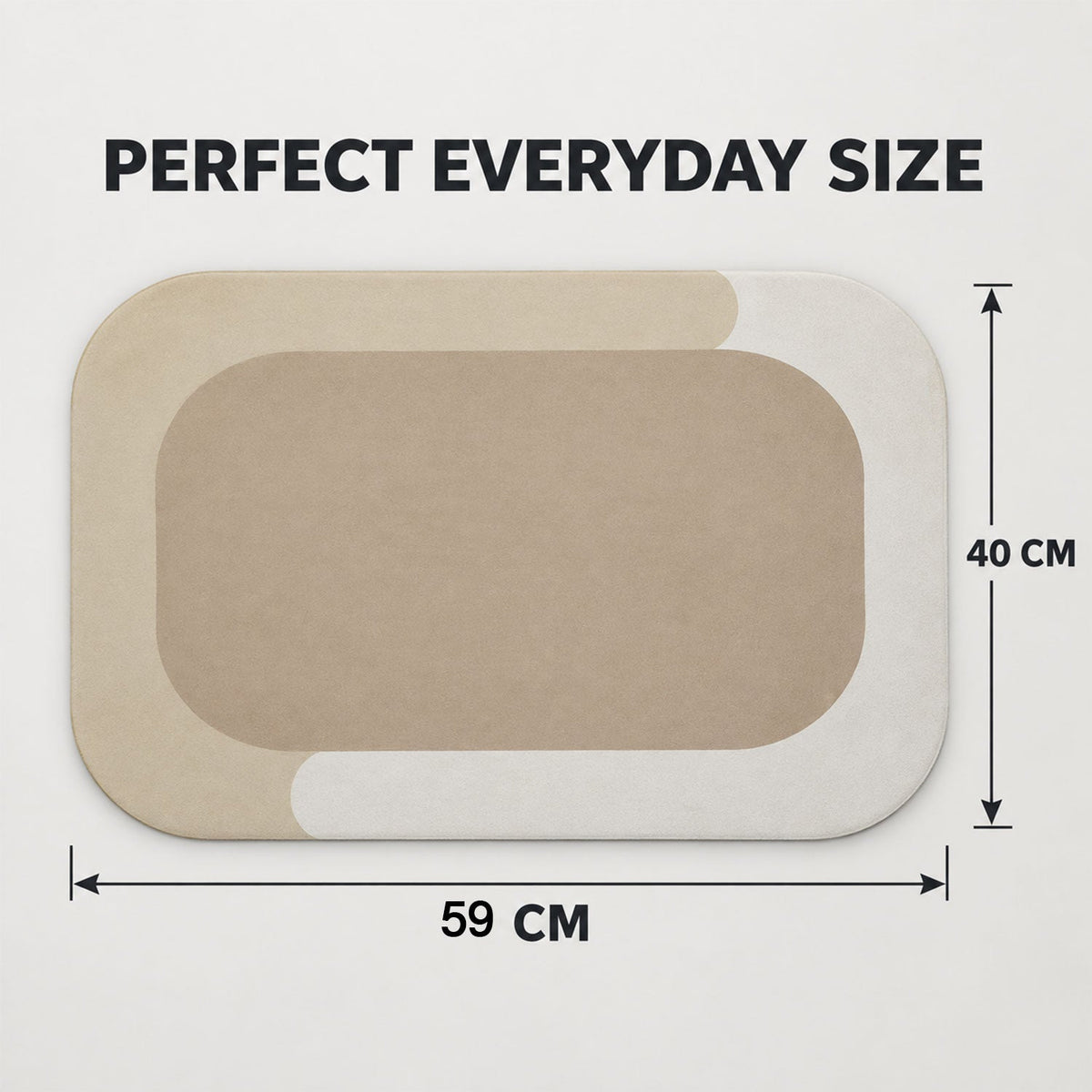 Wukusy decorative bathroom floor mat with soft top surface and border, 59x40 cm, shown on a bathroom floor.
