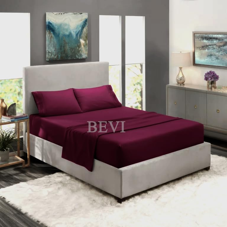 Wine-colored FIZZI SHOP double bedsheet with matching 2 pillow covers, featuring a stylish, comfortable design.