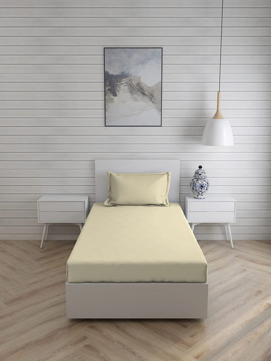 Seasons Plain Bedsheet for Single Bed with 1 Pillow Cover, Ivory