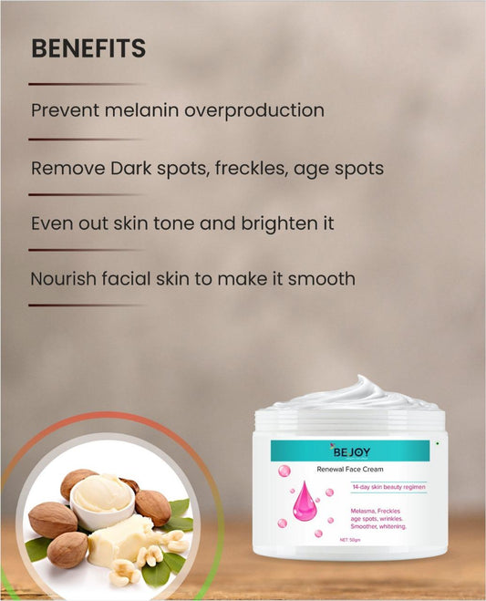 Two jars of Drpshippr BE-JOY Renewal Face Cream for skincare and hydration, shown in a natural setting.