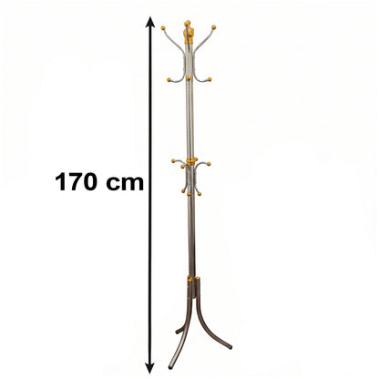 Metal Floor Standing Coat Rack Clothes Hanger Stand With Multi Hooks (1 Pc)