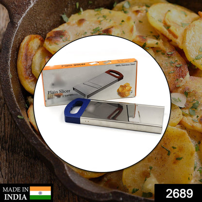 Wukusy plain potato slicer used in household kitchens for cutting and slicing potatoes, featuring a durable metal blade and handle.