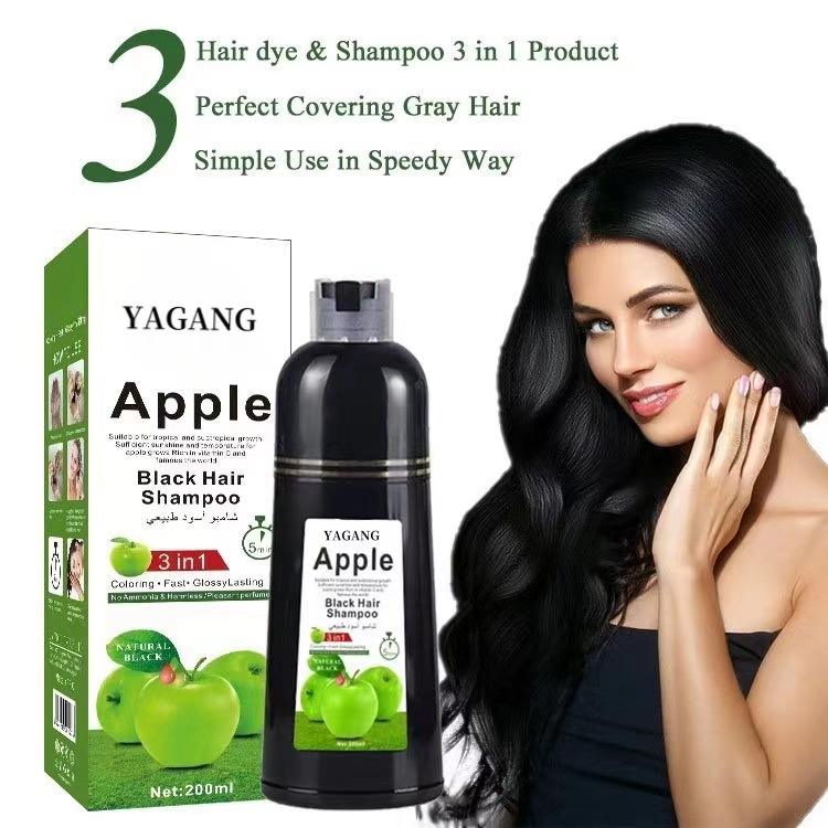 Black hair dye shampoo 3-in-1 gray cover-up solution for men and women, 100ML, pack of 2, by Drpshippr.