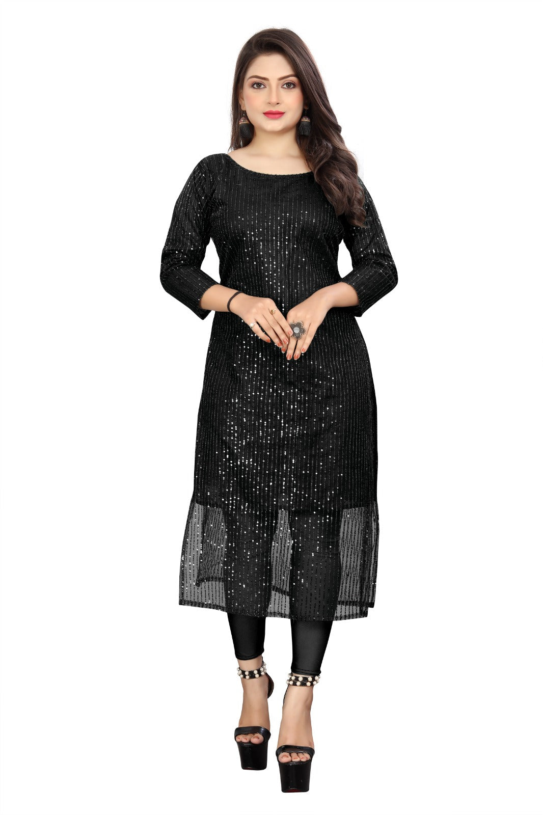 Black women's kurti from Drpshippr's women's collection, featuring traditional design and comfortable fit.