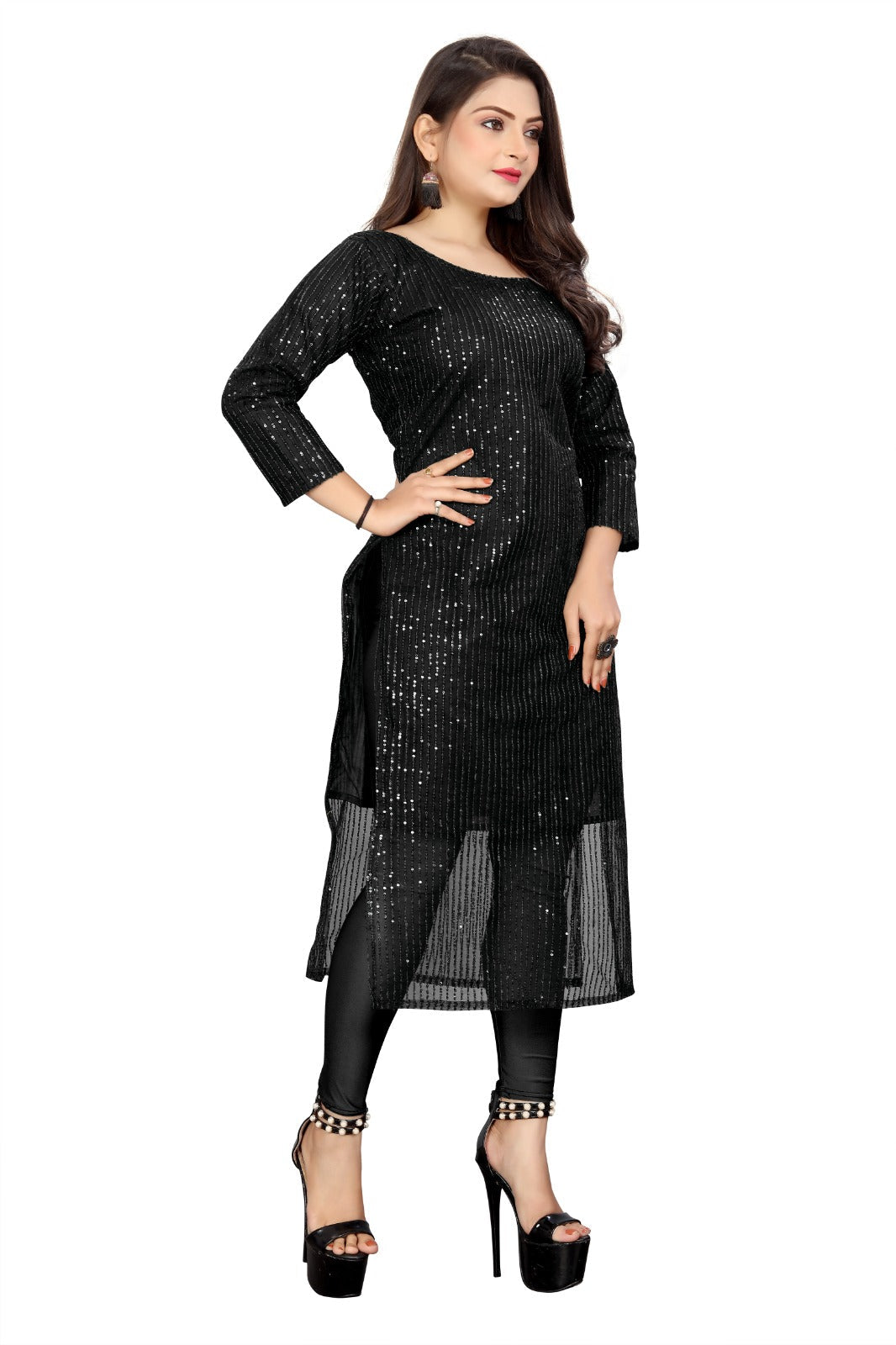 Black women's kurti from Drpshippr's women's collection, featuring traditional style and comfortable fit.