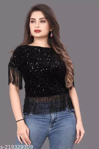 Black women's top from Drpshippr's Women's Collection, featuring a stylish and comfortable design suitable for casual wear.