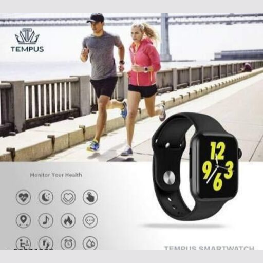 Black Drpshippr Bluetooth T500 smartwatch with calling, ECG, heart rate, activity tracking for men and women.