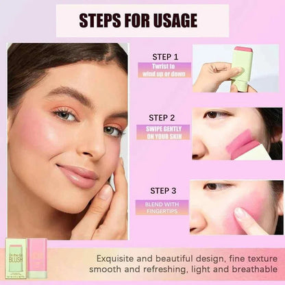 Blush Stick 3 In 1 Cheeks Lips Eyes, Moisturing Face Blush Multi-Use Cheek Tint For All Skin Tones