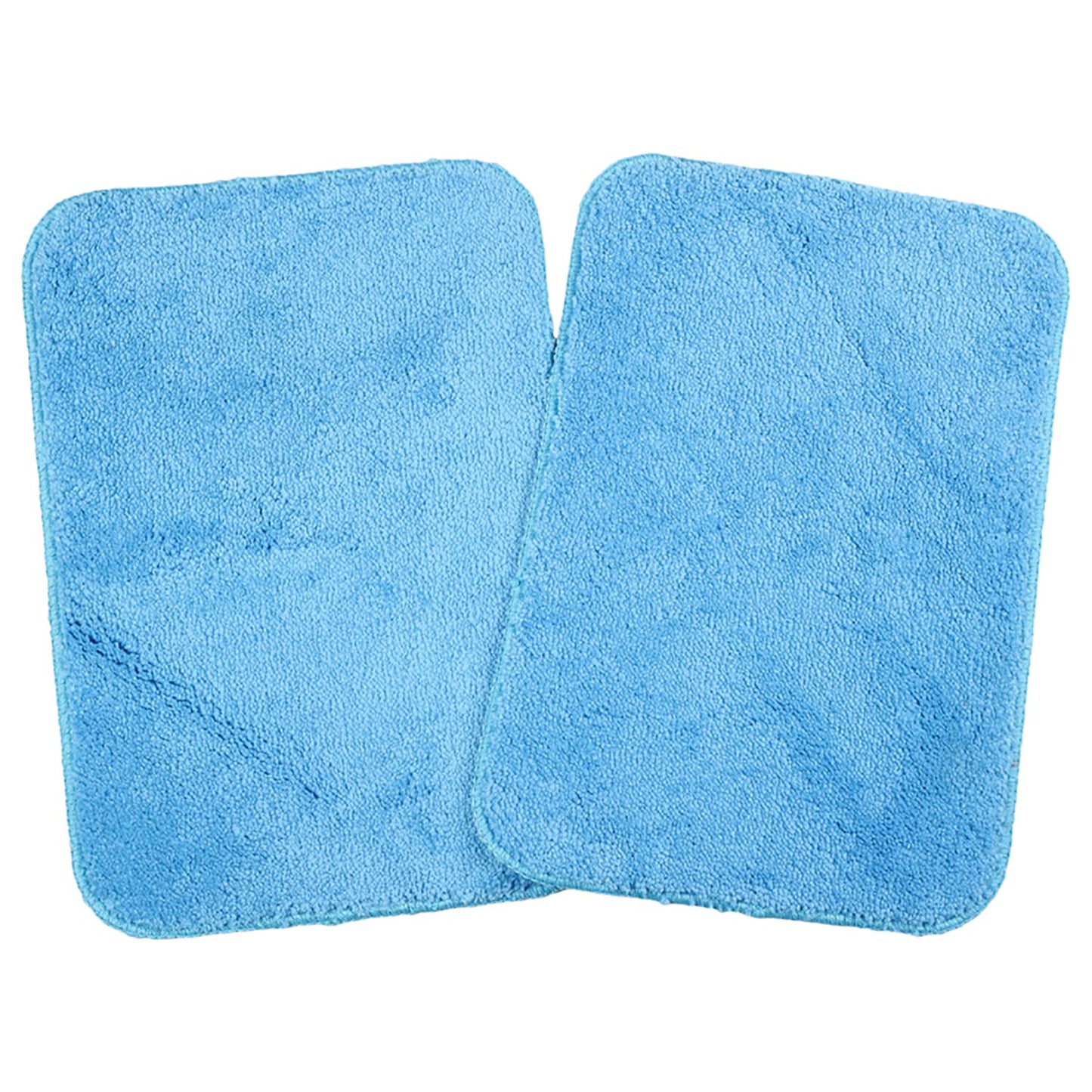 Blue Seasons microfiber bath mat pack with two soft, absorbent bathroom rugs on a tiled floor.