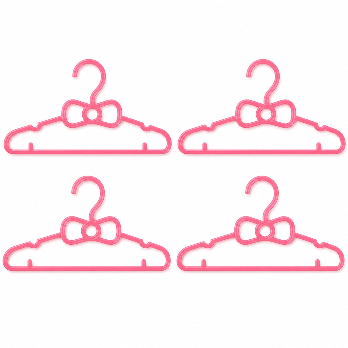 Kids Plastic Clothes Hangers Set Of 4 Cute Bow Design Baby Wardrobe (4 Pc Set)