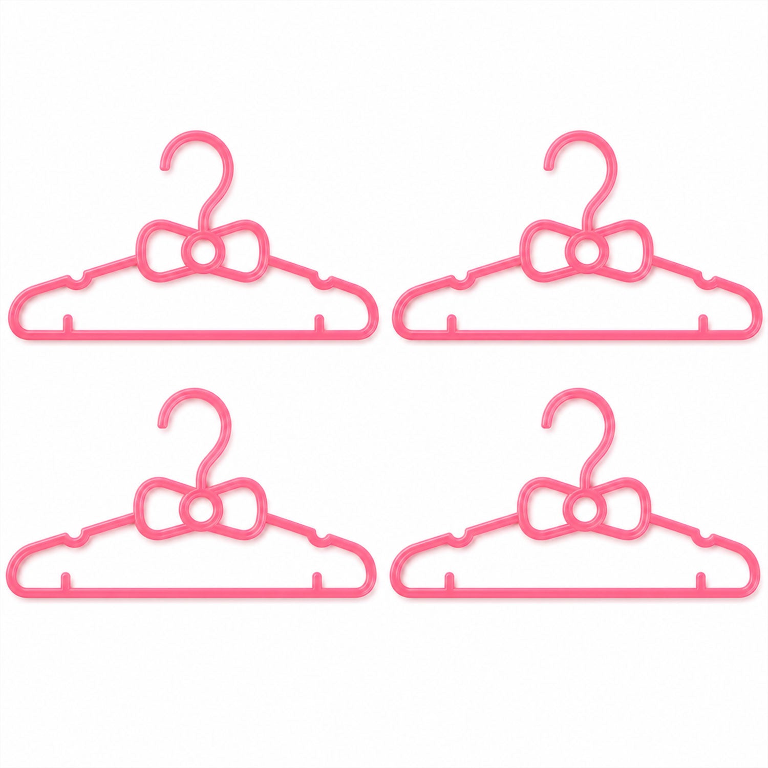 Kids Plastic Clothes Hangers Set Of 4 Cute Bow Design Baby Wardrobe (4 Pc Set)