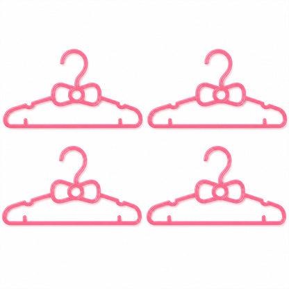 Kids Plastic Clothes Hangers Set Of 4 Cute Bow Design Baby Wardrobe (4 Pc Set)