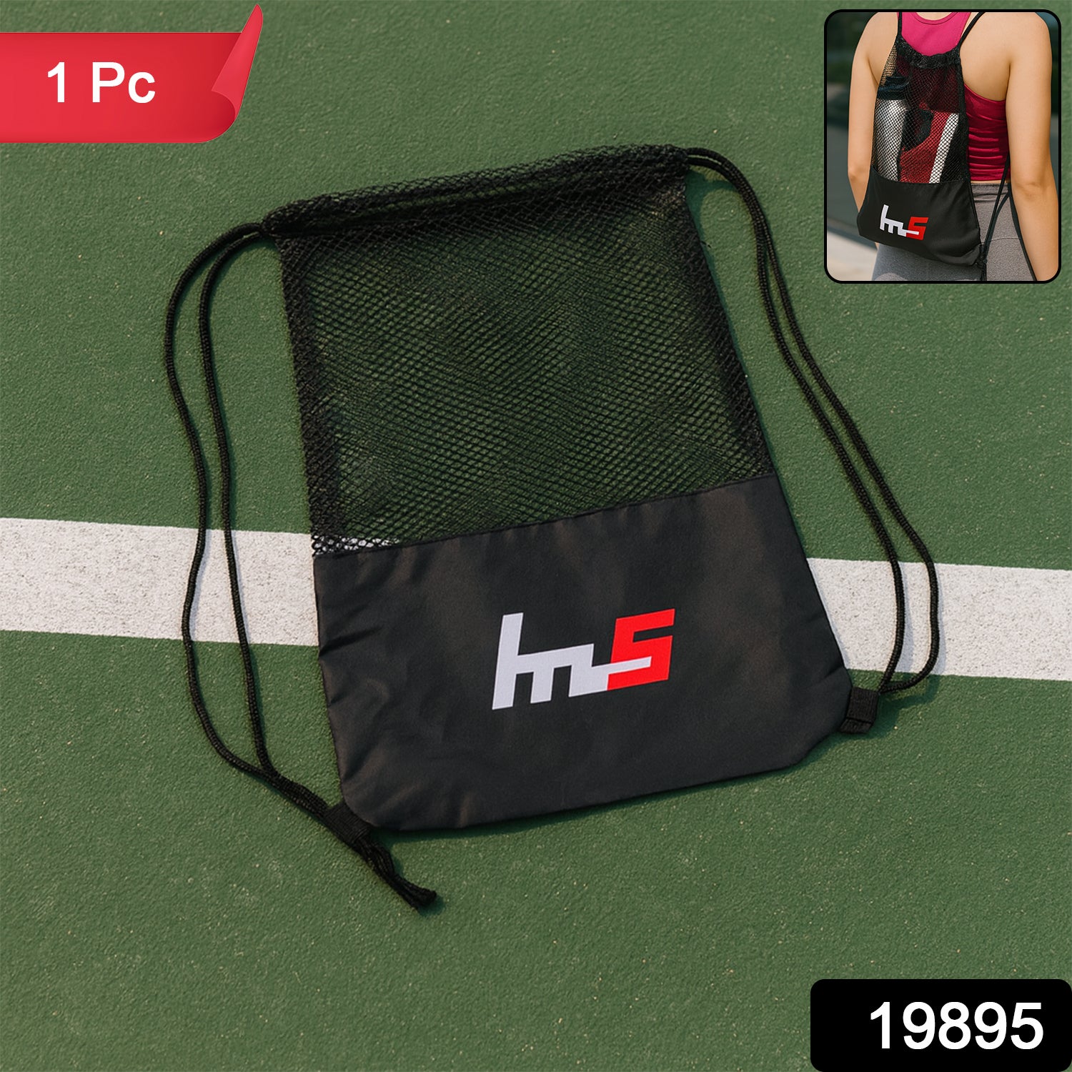 Mesh Drawstring Gym Sack  Breathable Sports Backpack (1 Pc)
