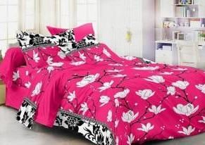 Pair of floral and abstract printed polycotton double bedsheets by Drpshippr, showcasing colorful patterns on soft fabric.
