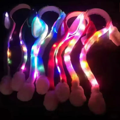 Cartoon Glowing Rabbit Hat - Cute Plush Bunny Ear Moving Flap Beanie with LED Light (Pack of 1-Random Color