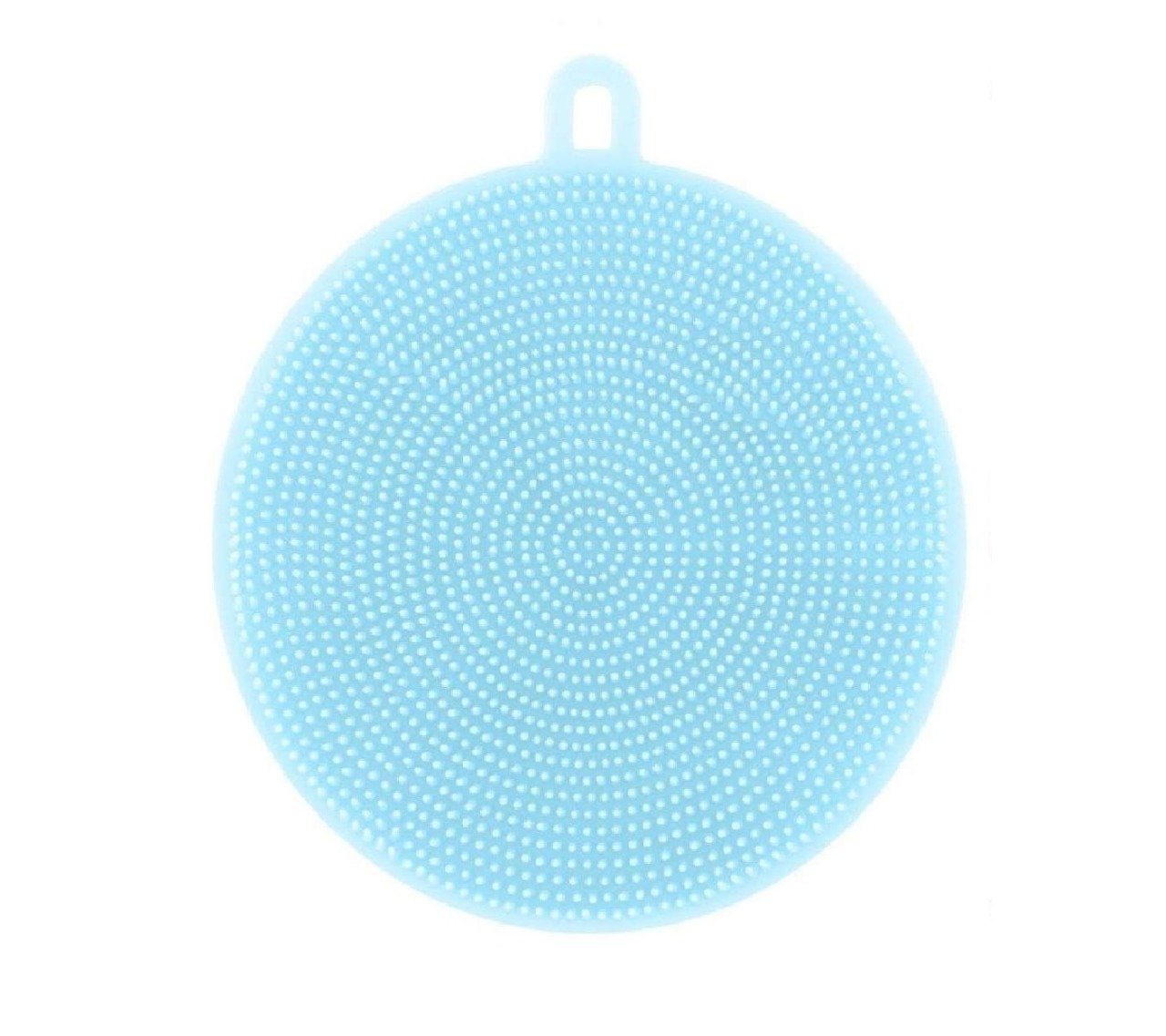 Wukusy silicone dish scrubber sponge with mildew-free, heat-resistant, non-stick surface for cleaning dishes and cookware.